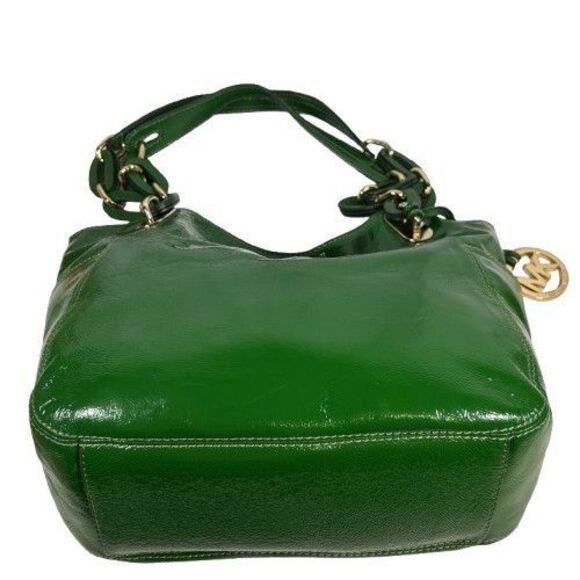 Michael Kors Lillie Purse Kelly Lime Green Gold Hobo Leather Chain Handbag Tote - Picture 12 of 16